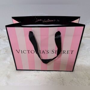 Victoria's Secret Pink Striped Medium Shopping Gift Bag